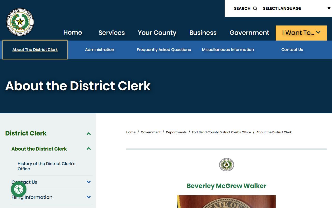 Fort Bend County District Clerk background and elected official