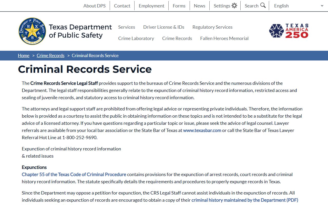 Texas DPS Criminal Records Service for Fort Bend County criminal history