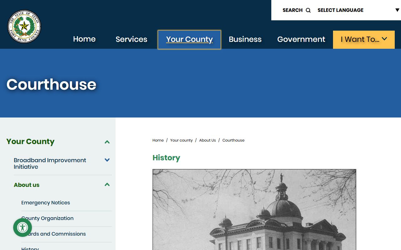 Fort Bend County historic courthouse overview and court history