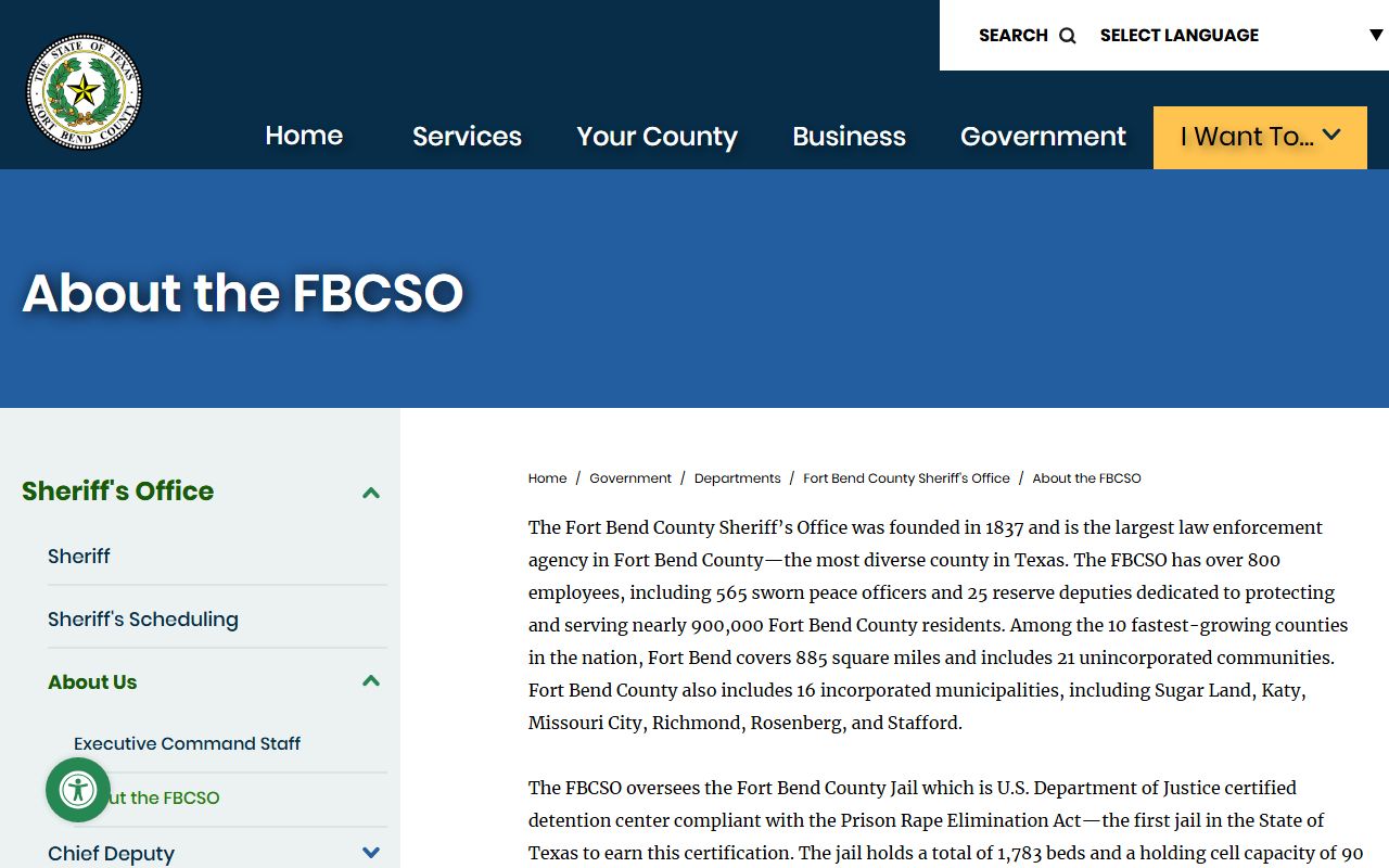About the Fort Bend County Sheriff's Office and jail background