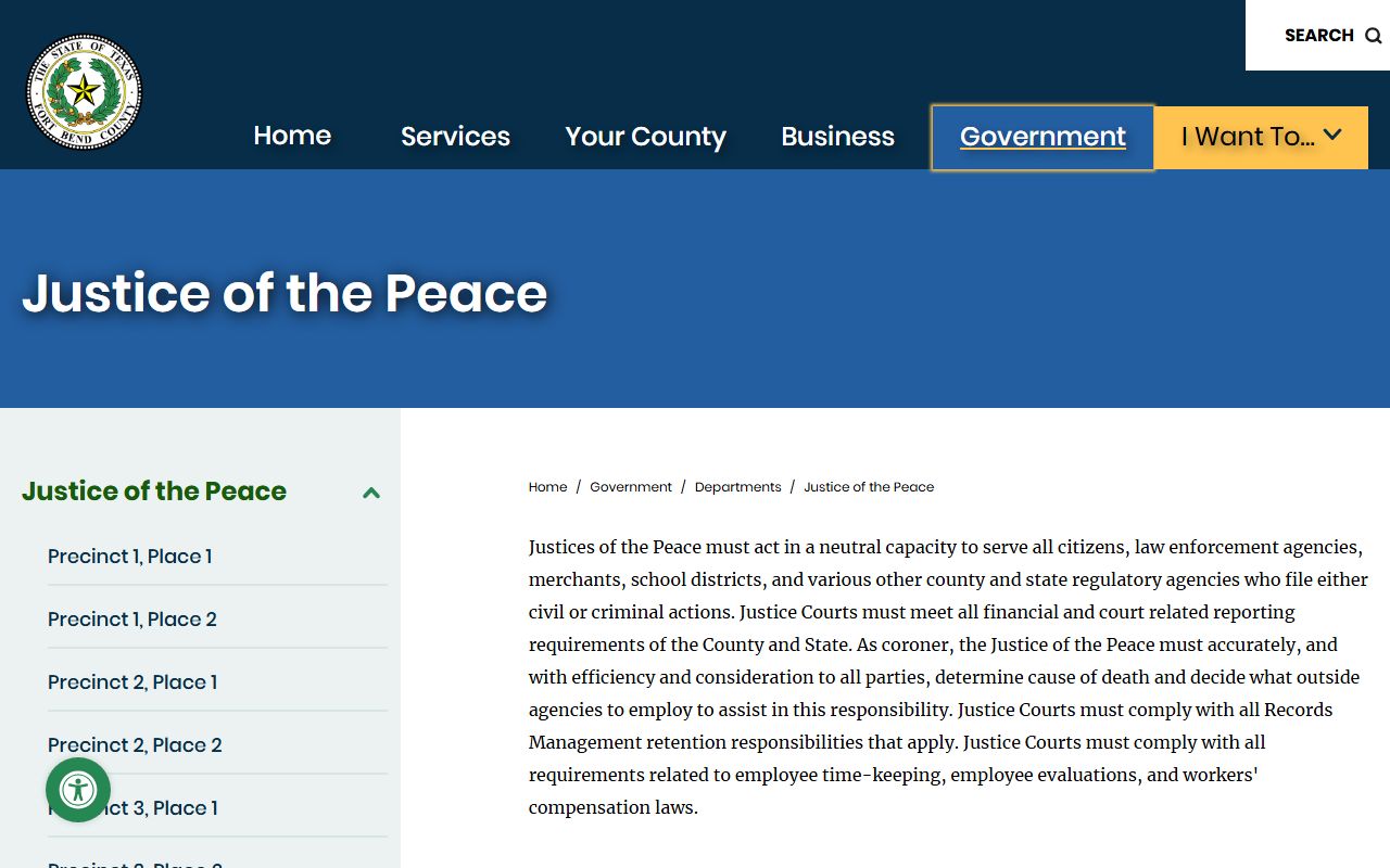 Fort Bend County Justice of the Peace courts that handle traffic cases